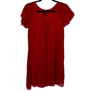 Phase Eight 100%‎ Silk Layered Swing Dress Made In Italy Red Size Small